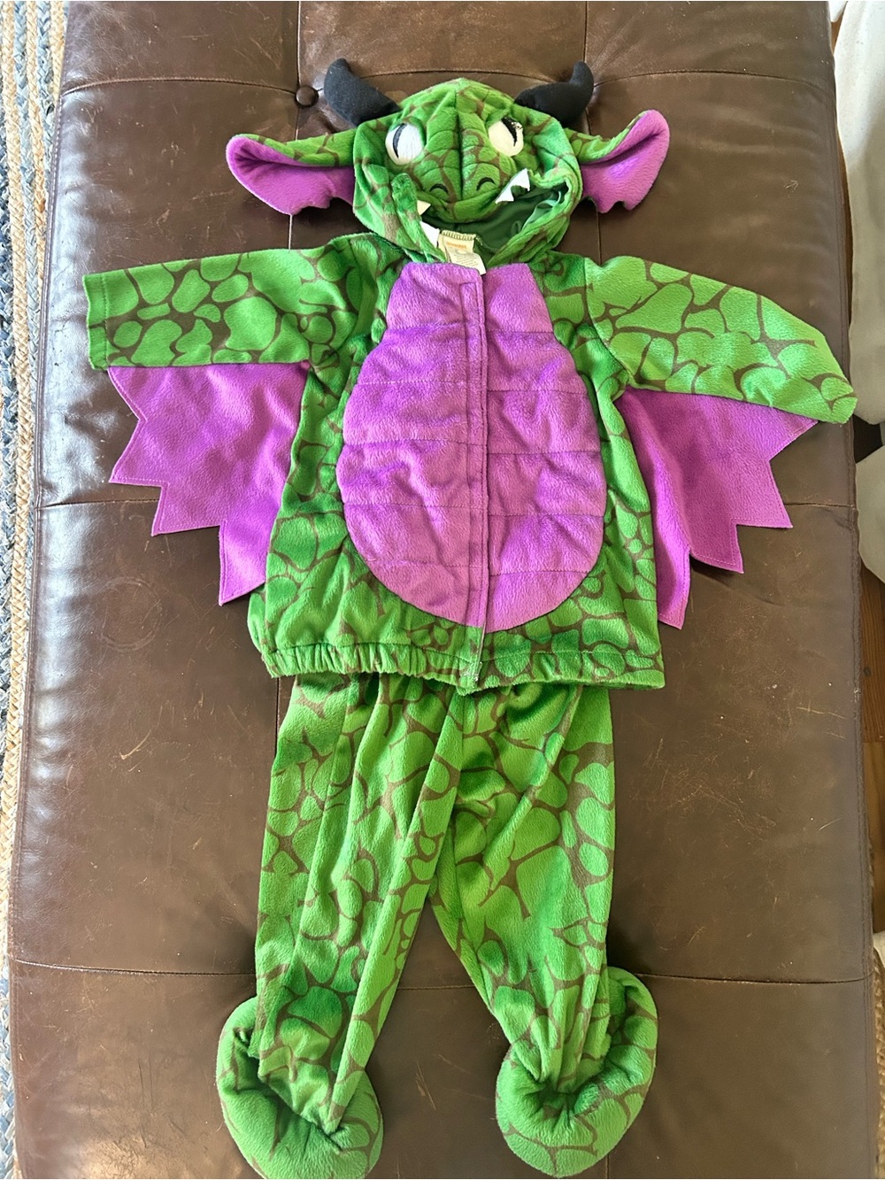 Gymboree Green & Purple Dragon Costume with Hood - 18-24 Mo